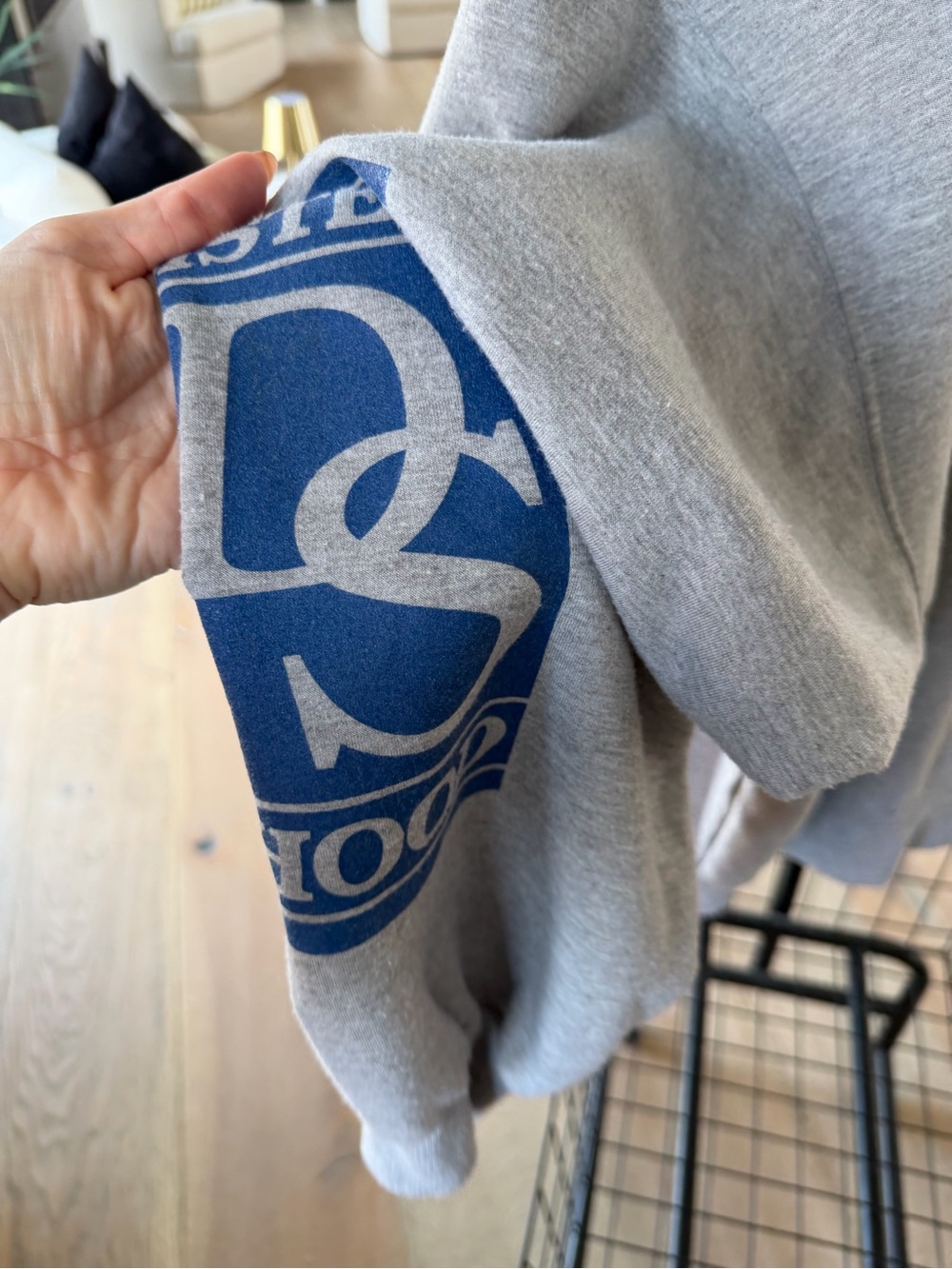 Zenana Outfitters Gray Graphic Sweatshirt with Yellow Smiley - Picture 3 of 4
